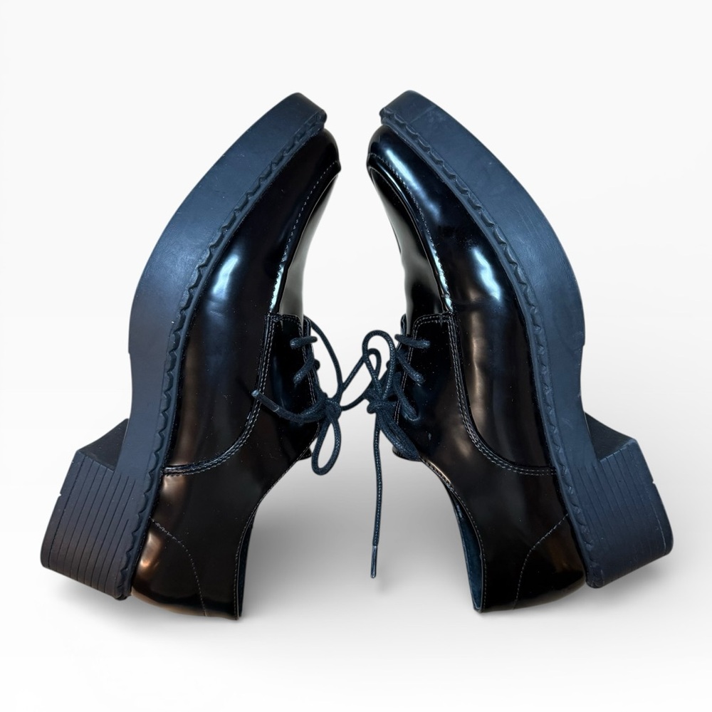 JLO Jennifer Lopez Black Patent Leather Oxford Shoes Chunky Sole, Size 7.5 M EUC - Picture 10 of 14